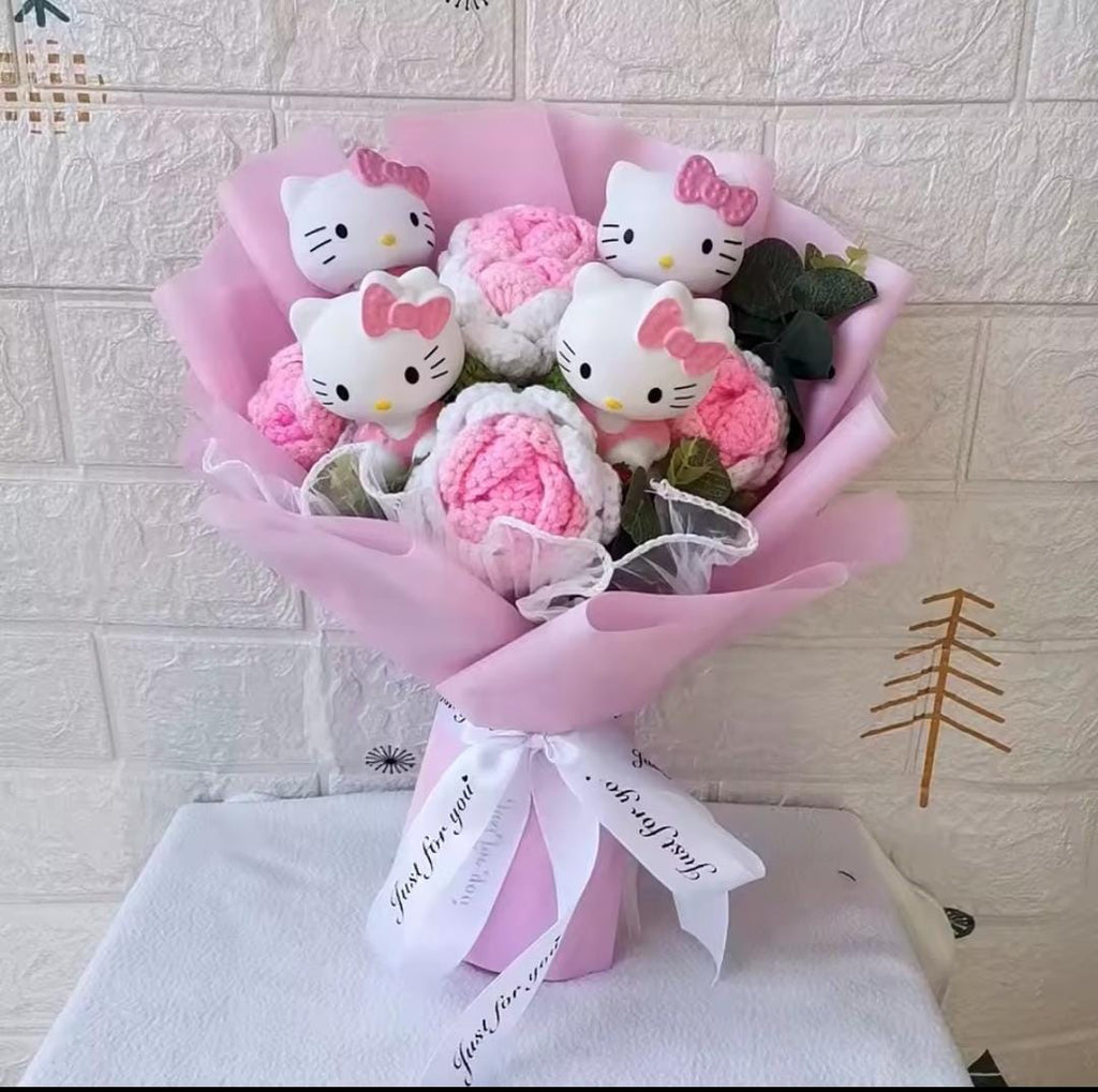 Ramo de flores de peluche de dibujos animados, Hello Kitty, Kuromi.