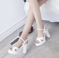 Sandalias con plataforma alto de boca de pescado tacón para mujer, con hebilla.